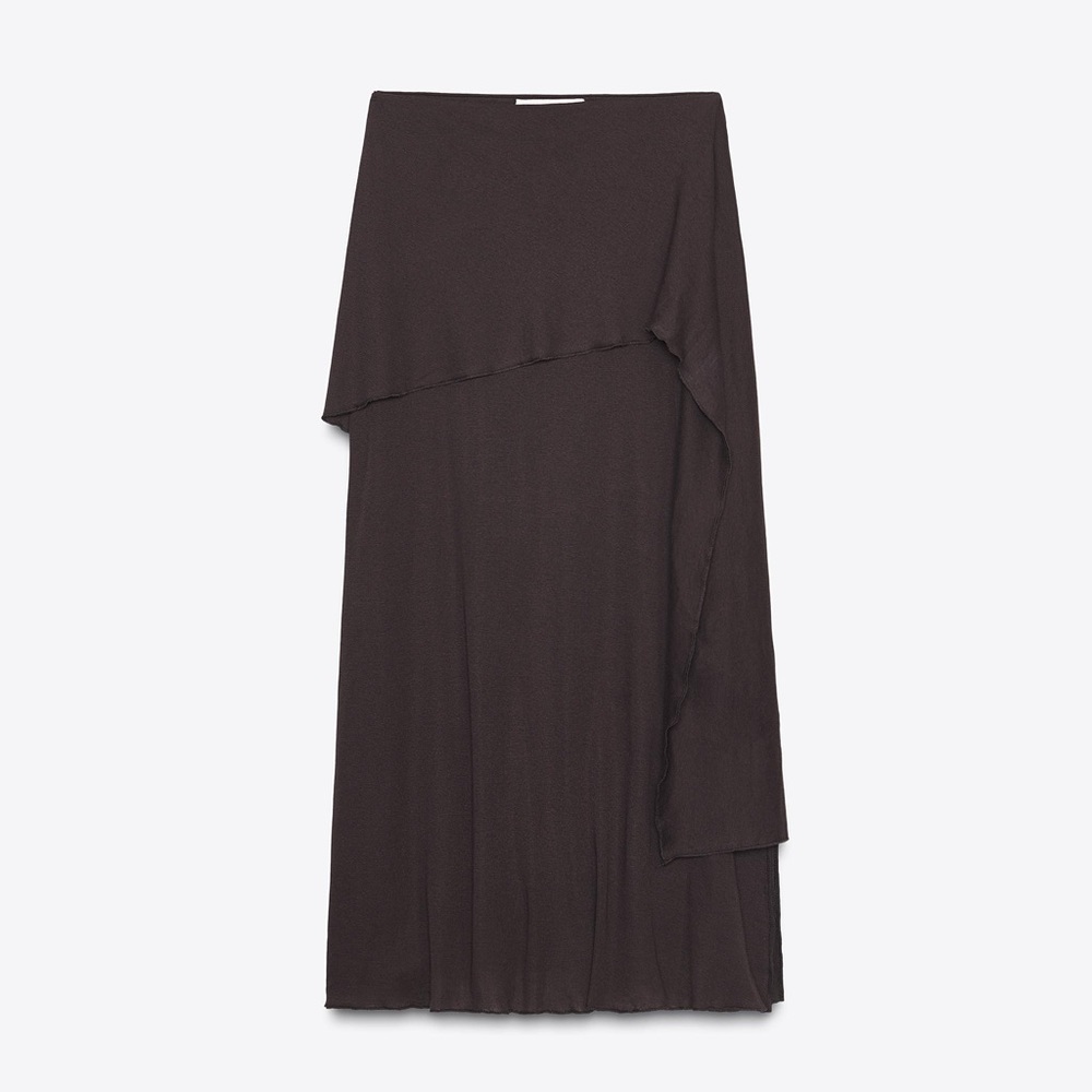New Zara soft midi skirt in chocolate brown- small